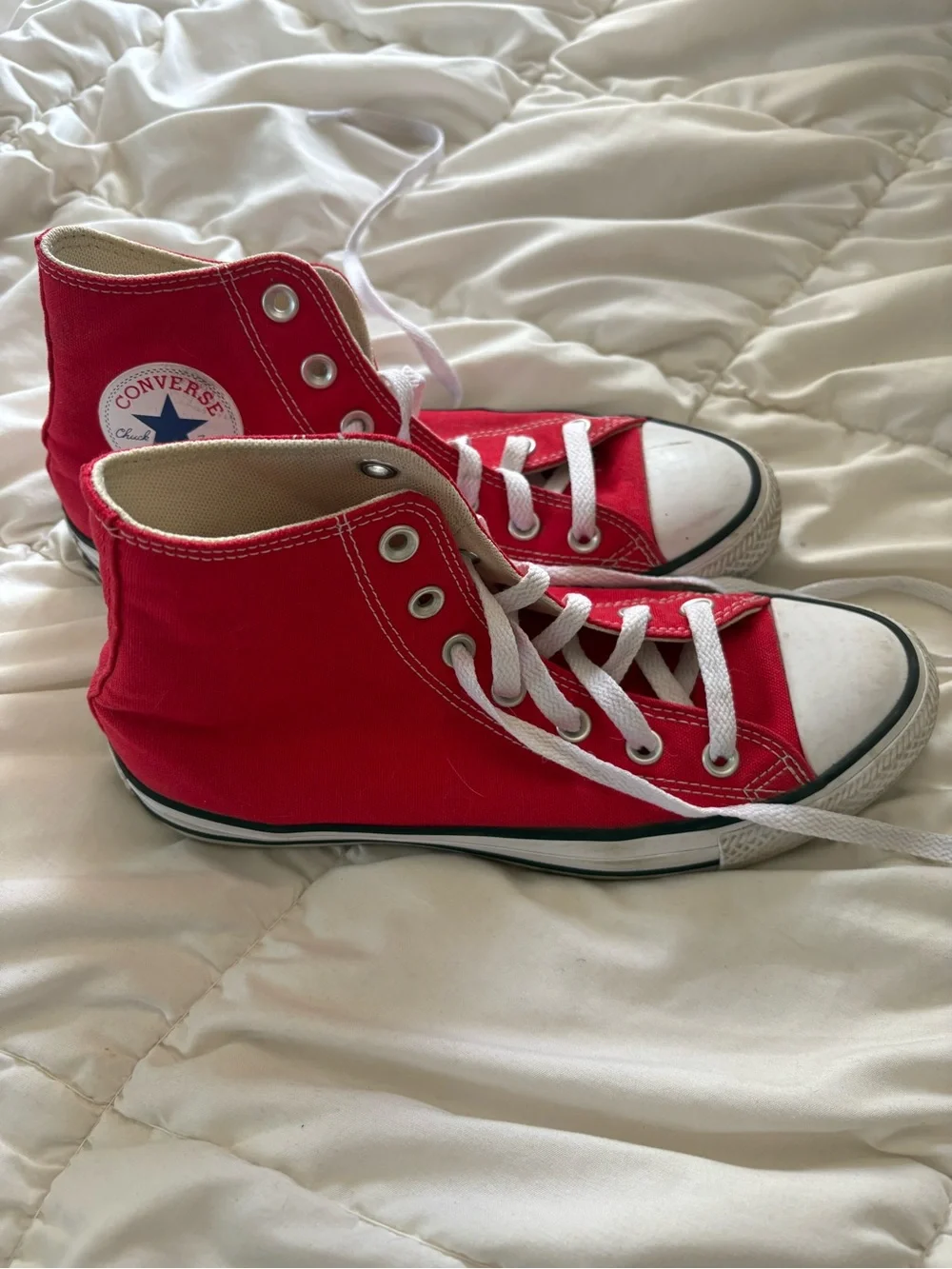 Converse Red High-Top Canvas Sneakers with White Accents